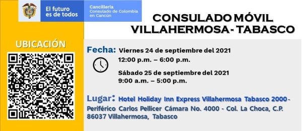 El 24 y 25 de septiembre se realizará el Consulado Móvil en Villahermosa - Tabasco