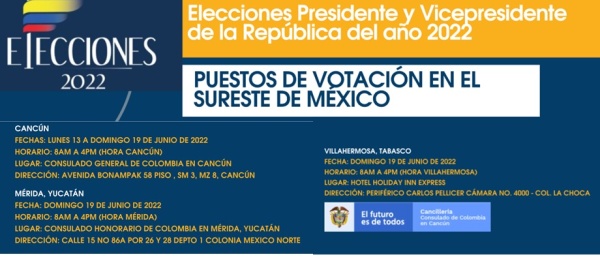 Puestos de votación en el sureste de México (Cancún, Mérida y Villahermosa) segunda vuelta Presidente de la República