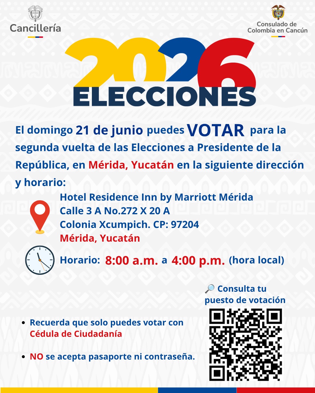 Colombianos en Mérida: verifique aquí su mesa de votación para la segunda vuelta presidencial