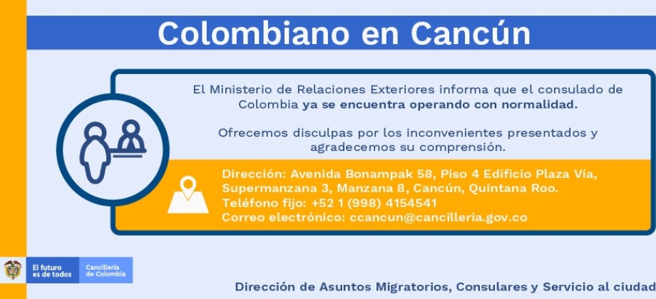 Consulado de Colombia en Cancún opera con normalidad después de inconvenientes técnicos presentados