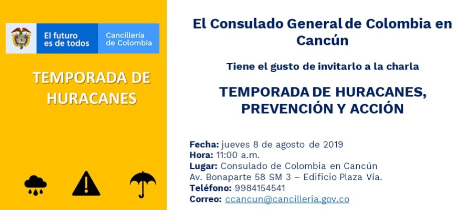 Consulado de Colombia realizará la charla: Temporada de Huracanes, Prevención y Acción