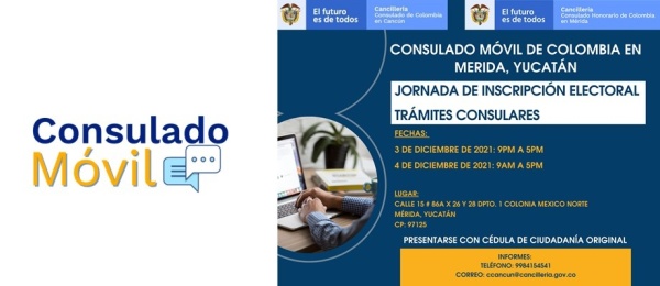 Consulado Móvil en Mérida, Yucatán el 3 y 4 de diciembre de 2021